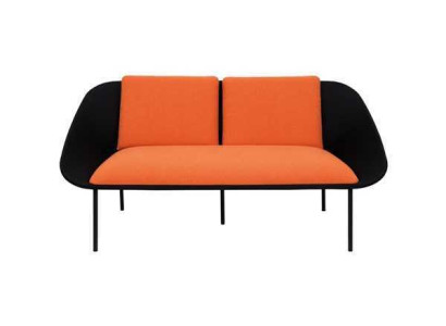 Black -Orange 2-Seater Study room Upholstery Modern Couch Textile Sofas
